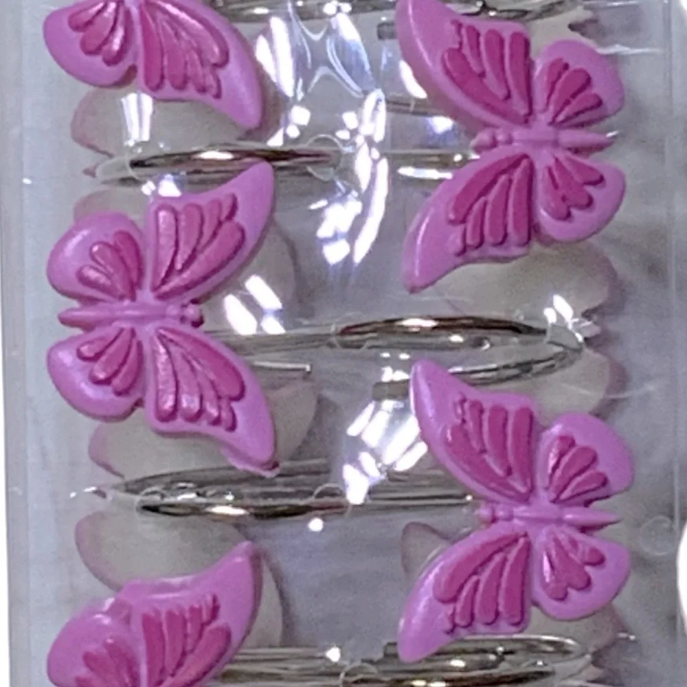 Matt & Maddie Butterfly Shower Hooks Kids Winnie Collection Barbie Pink 12 Piece